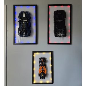 Acrylic mounted LEGO display with LED lighting